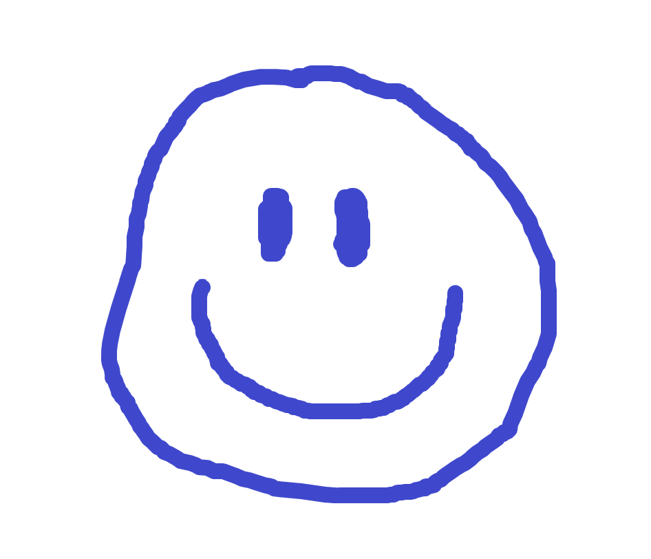 blue smilely face poorly drawn